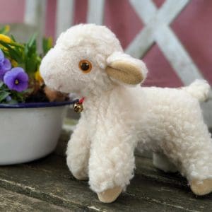 Kuscheltier Handpuppe Schäfchen Schaf stehend mit Glöckchen Plüschtier