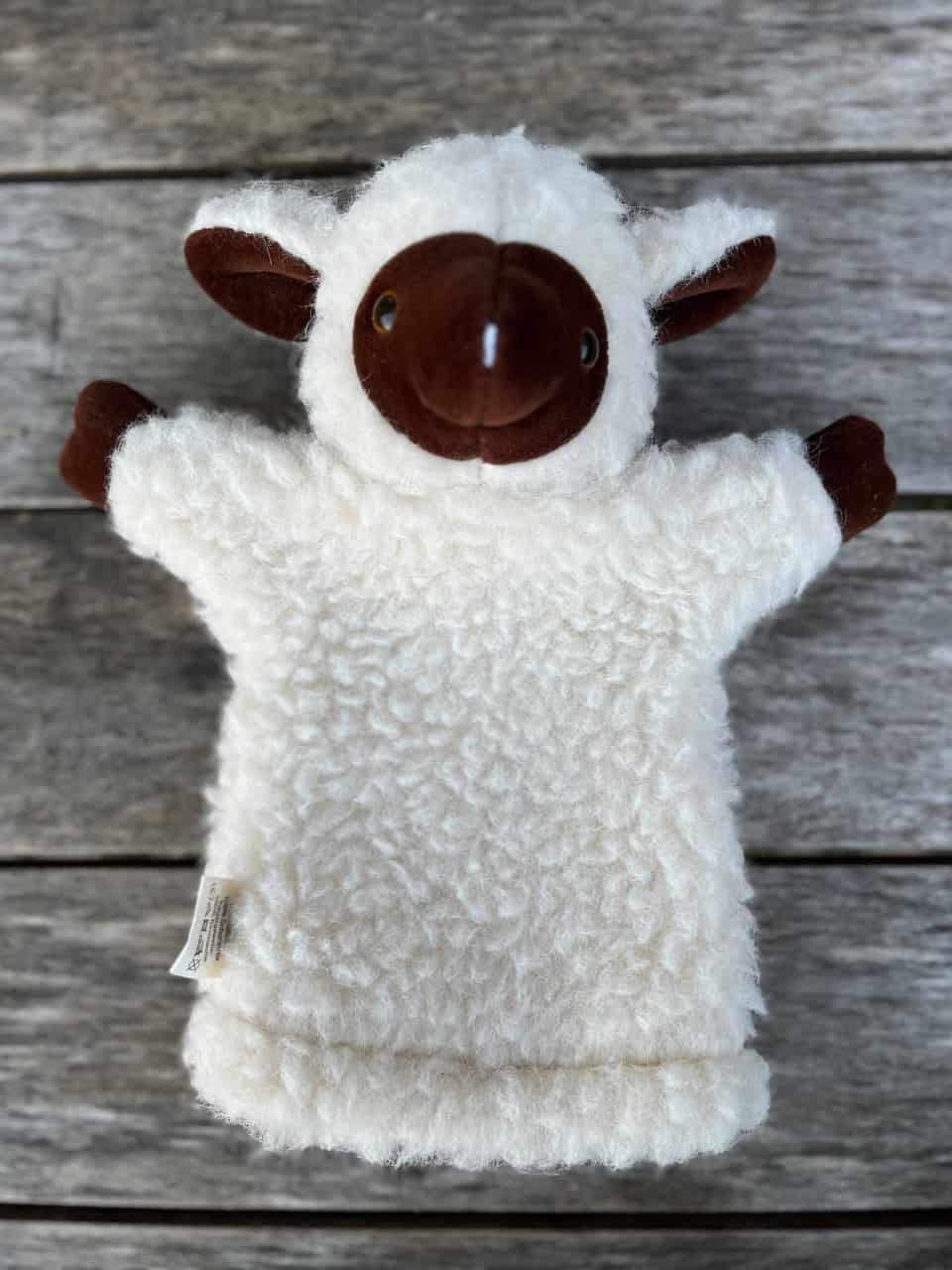 Handpuppe Schaf dunkel von vorne Handpuppe Schaf dunkel von vorne