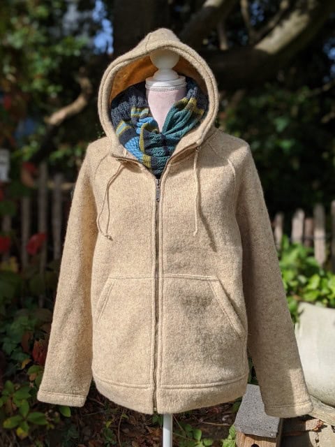 Kapuzenjacke Natur aus Wolle