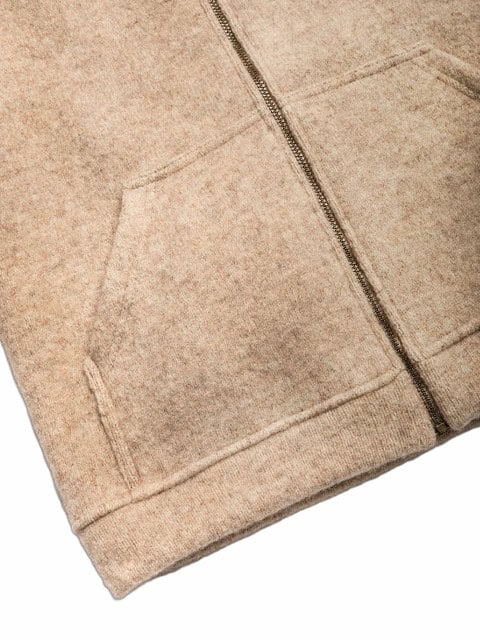 Kapuzenjacke Natur aus Wolle Tasche und Reißverschluss