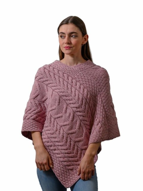 Poncho aus Merinowolle Altrosa Poncho aus Merinowolle Altrosa