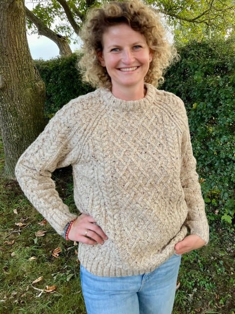 Pullover mit Strickmuster aus Wolle beige Pullover mit Strickmuster aus Wolle beige