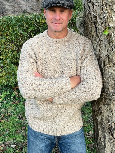 Pullover mit Strickmuster aus Wolle beige Pullover mit Strickmuster aus Wolle beige