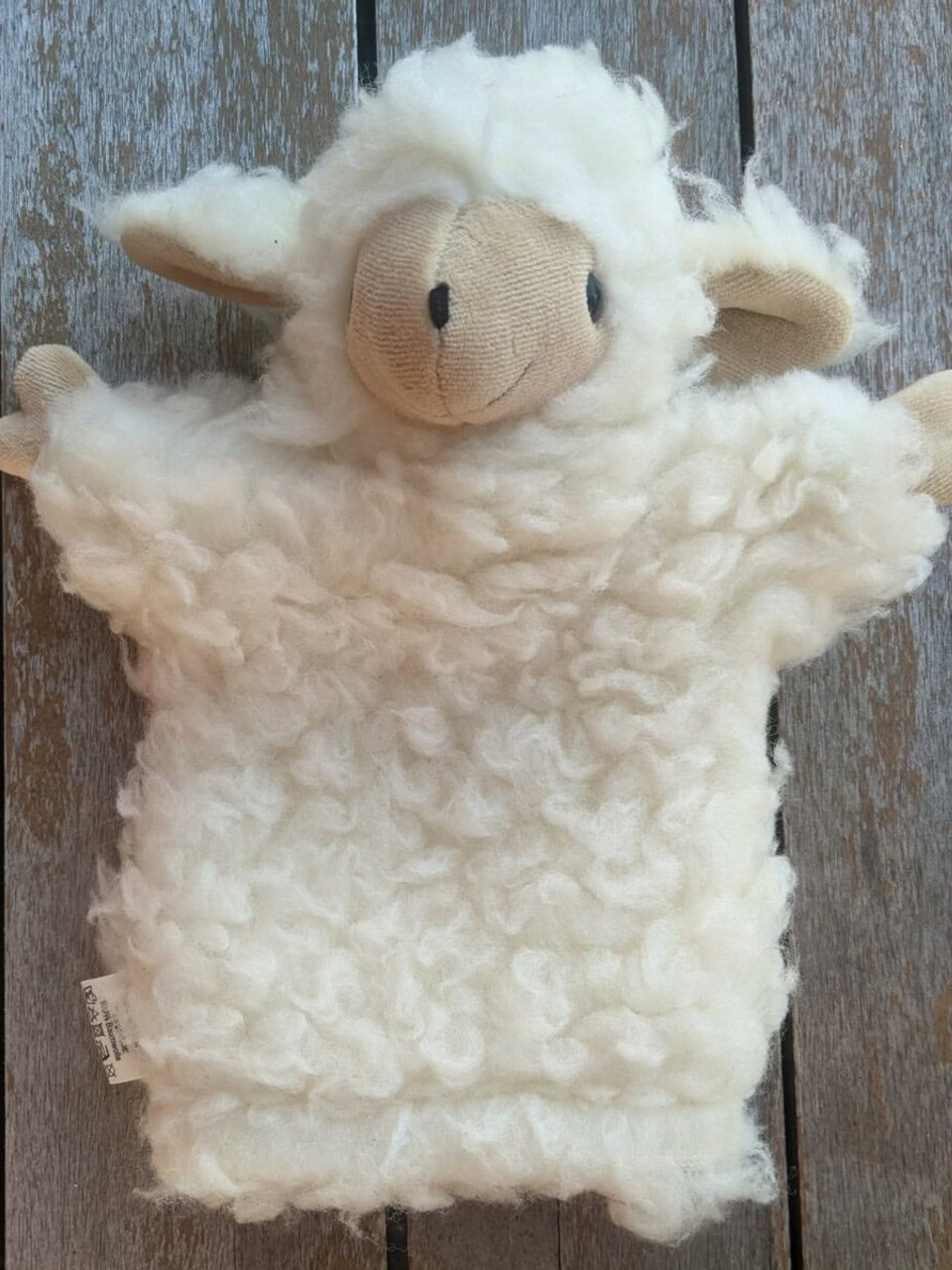 Schaf Handpuppe Zottel von vorne Schaf Handpuppe Zottel von vorne