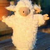 Schaf Handpuppe Zottel von vorne