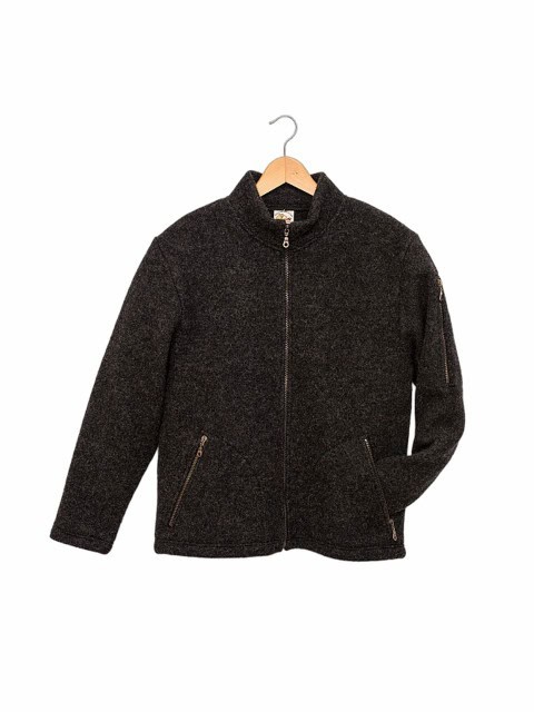 Stehkragenjacke Anthrazit aus Wolle von Vorne Stehkragenjacke Anthrazit aus Wolle von Vorne
