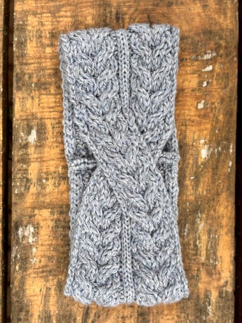 Stirnband aus Merinowolle grau blau Stirnband aus Merinowolle grau blau