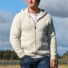 Wolljacke mit Kapuze hellgrau