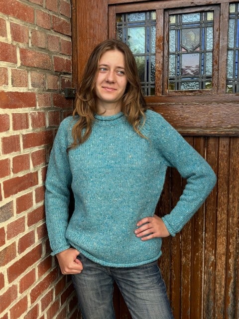 Pullover Damen aus Donegal Tweedwolle hellblau Pullover Damen aus Donegal Tweedwolle hellblau