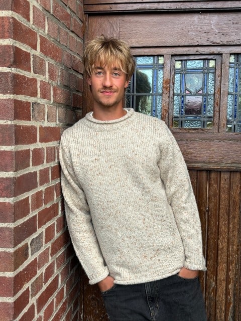 Pullover Herrenaus Donegal Tweedwolle creme Pullover Herrenaus Donegal Tweedwolle creme